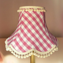 Pink Gingham Check Pom Pom Fabric Lampshades