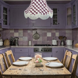 Purple Gingham Check Fabric Lampshades