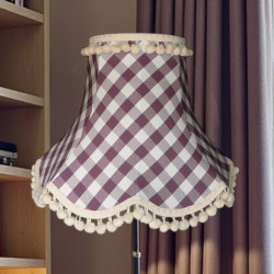 Purple Gingham Check Pom Pom Fabric Lampshades