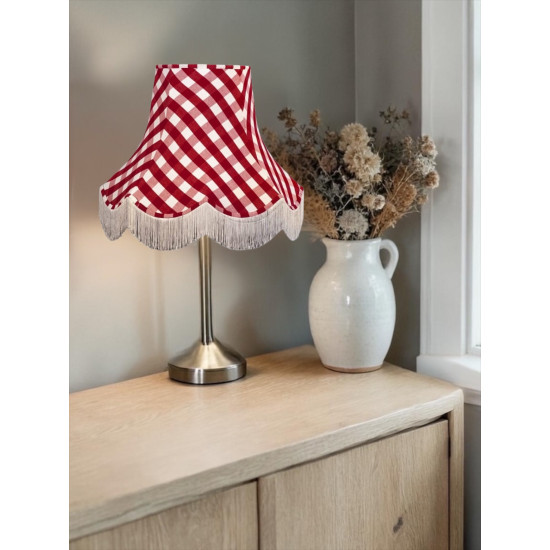Rouge Red Gingham Check Fabric Lampshades