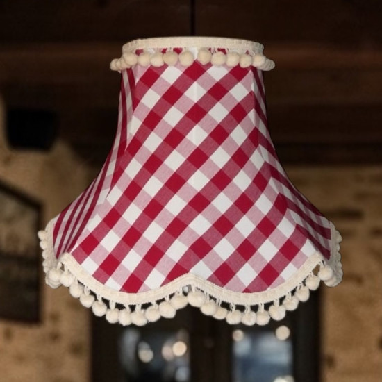 Rouge Red Gingham Check Pom Pom Fabric Lampshades Rouge Red Gingham Check Pom Pom Fabric Lampshades