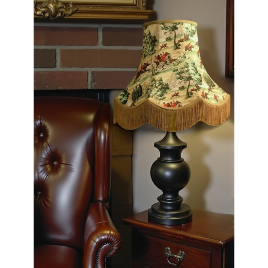 Sanderson Tally Ho Hunting Scene Fabric Scalloped Bottom Lampshades