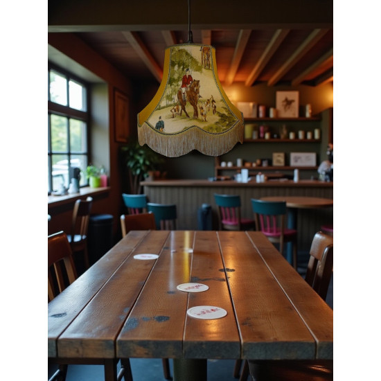 Tally Ho Hunting Scene Gold Fabric Lampshades