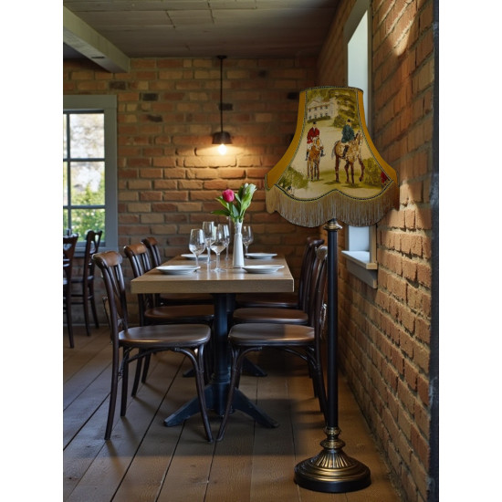 Tally Ho Hunting Scene Gold Fabric Lampshades