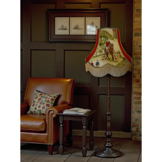 Tally Ho Hunting Scene Rosso Fabric Lampshades