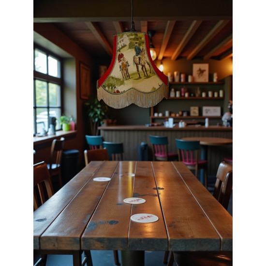 Tally Ho Hunting Scene Rosso Fabric Lampshades