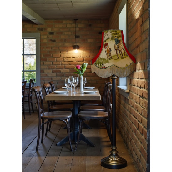 Tally Ho Hunting Scene Rosso Fabric Lampshades