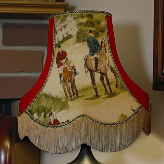 Tally Ho Hunting Scene Rosso Fabric Lampshades