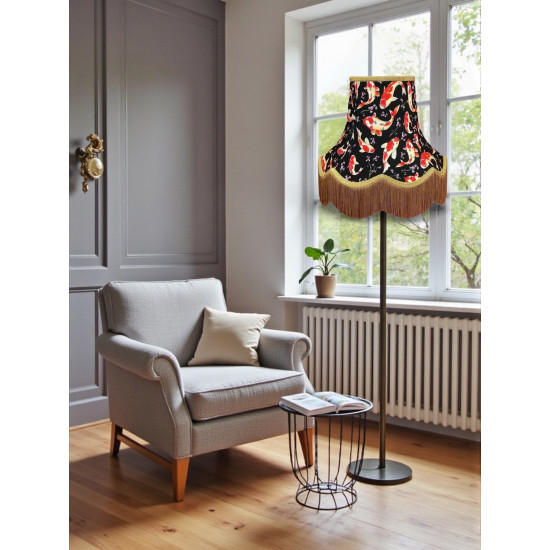 Oriental Black and Gold Koi Carp Fabric Lampshades