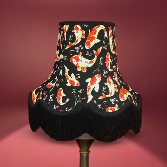 Oriental Black Koi Carp Fabric Lampshades Oriental Black Koi Carp Fabric Lampshades