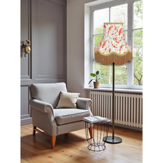 Oriental Ivory and Gold Koi Carp Fabric Lampshades