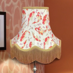 Oriental Ivory and Gold Koi Carp Fabric Lampshades