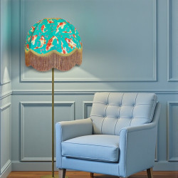 Oriental Jade and Gold Koi Carp Dome Fabric Lampshade