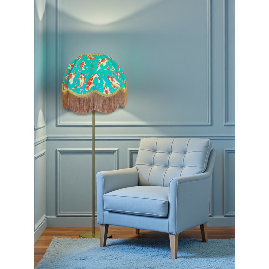 Oriental Jade and Gold Koi Carp Dome Fabric Lampshade