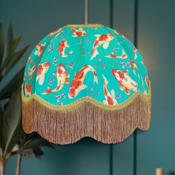 Oriental Jade and Gold Koi Carp Dome Fabric Lampshade