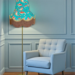 Oriental Jade and Gold Koi Carp Fabric Lampshades