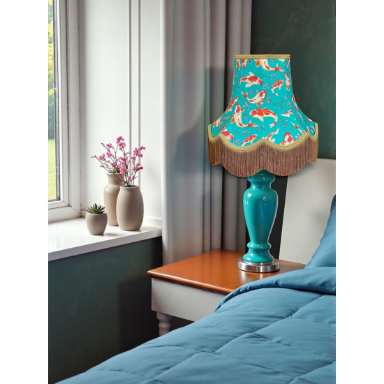 Oriental Jade and Gold Koi Carp Fabric Lampshades