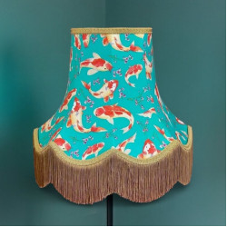 Oriental Jade and Gold Koi Carp Fabric Lampshades