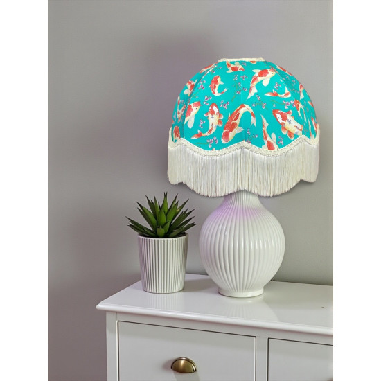 Oriental Jade Koi Carp Dome Fabric Lampshade