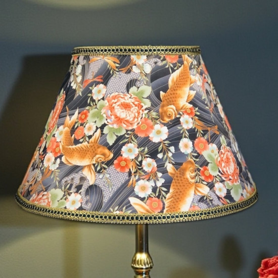 Oriental Koi Carp Fabric Tapered Empire Lampshades Oriental Koi Carp Fabric Tapered Empire Lampshades