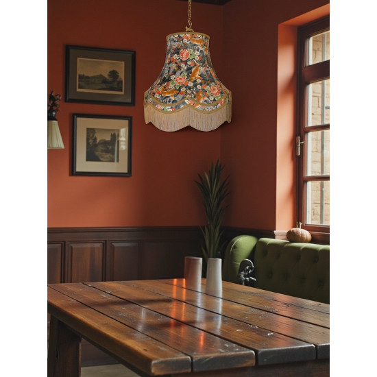 Oriental Koi Carp Fabric Double Scallop Lampshades