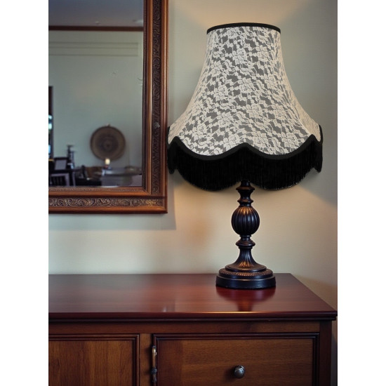 Black and Cream Lace Scalloped Fabric Lampshades