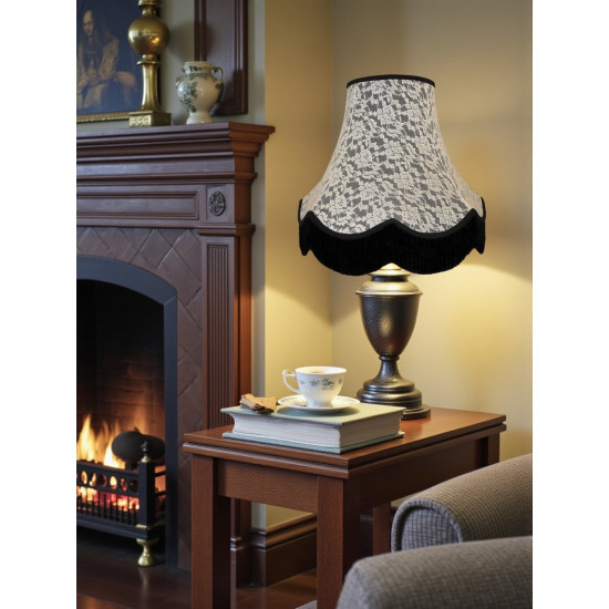 Black and Cream Lace Scalloped Fabric Lampshades