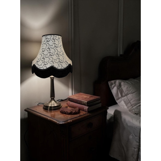 Black and Cream Lace Scalloped Fabric Lampshades