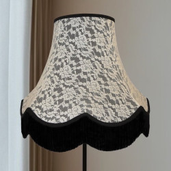 Black and Cream Lace Scalloped Fabric Lampshades