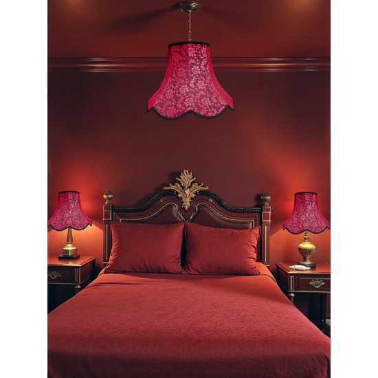 Black and Red Lace Modern Scalloped Fabric Lampshades