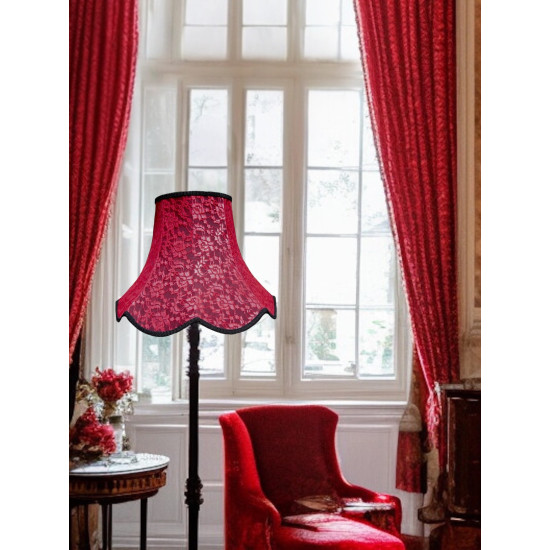 Black and Red Lace Modern Scalloped Fabric Lampshades