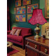 Black and Red Lace Modern Scalloped Fabric Lampshades