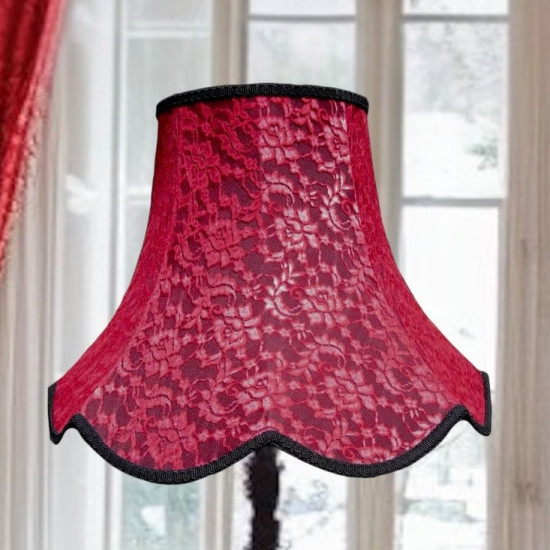 Black and Red Lace Modern Scalloped Fabric Lampshades Black and Red Lace Modern Scalloped Fabric Lampshades