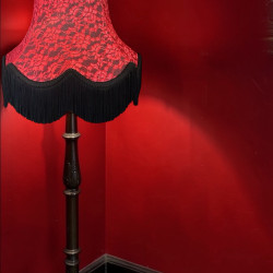 Black and Red Lace Scalloped Fabric Lampshades