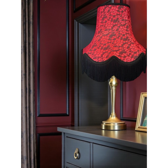 Black and Red Lace Scalloped Fabric Lampshades