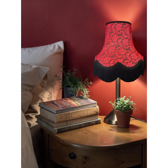 Black and Red Lace Scalloped Fabric Lampshades