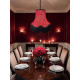 Black and Red Lace Scalloped Fabric Lampshades