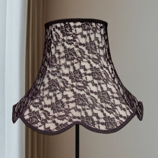 Cream and Black Lace Modern Scalloped Fabric Lampshade Cream and Black Lace Modern Scalloped Fabric Lampshade