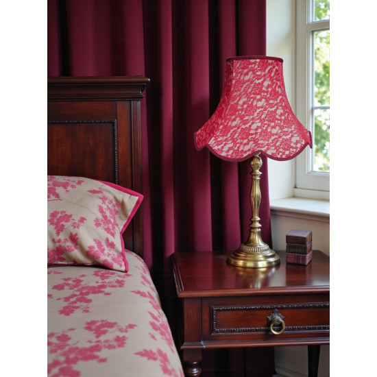 Cream and Red Lace Modern Scalloped Fabric Lampshades
