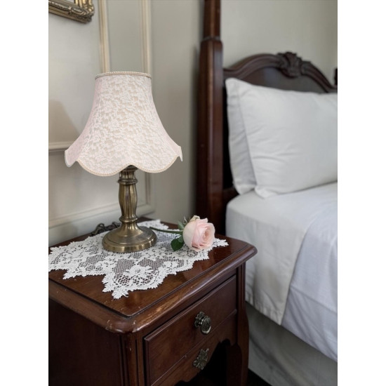 Cream French Lace Modern Scalloped Fabric Lampshades