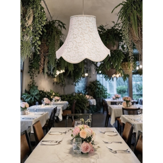 Cream French Lace Modern Scalloped Fabric Lampshades