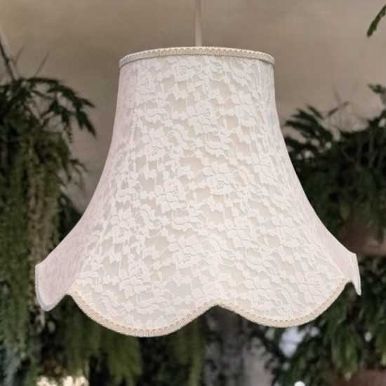 Cream French Lace Modern Scalloped Fabric Lampshades Cream French Lace Modern Scalloped Fabric Lampshades