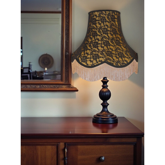 Gold and Black Lace Fabric Lampshades