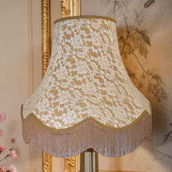 Gold and Cream Lace Fabric Lampshades