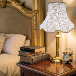 Gold and Cream Lace Modern Fabric Lampshades