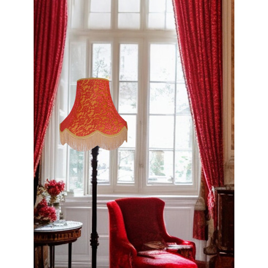 Gold and Red Lace Fabric Lampshades