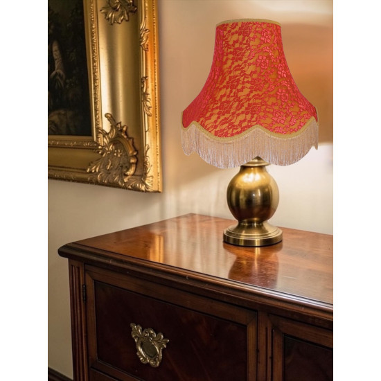 Gold and Red Lace Fabric Lampshades