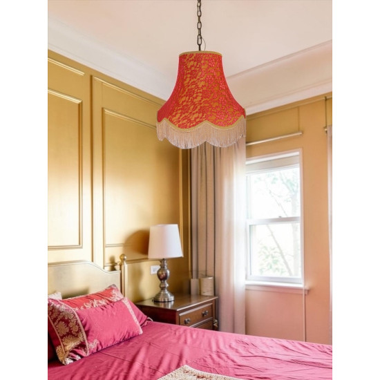 Gold and Red Lace Fabric Lampshades