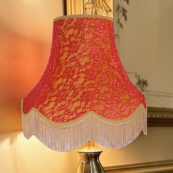 Gold and Red Lace Fabric Lampshades