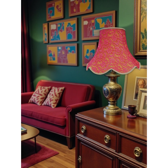 Gold and Red Lace Modern Fabric Lampshades